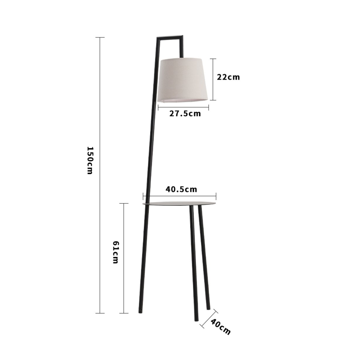 Living and Home Metal Tray Table Floor Lamp - Image 5