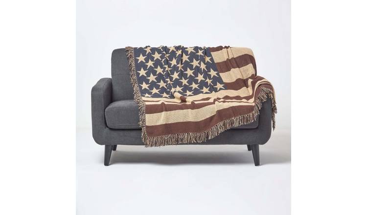 Homescapes Cotton USA Flag Throw - 125 x 150 cm