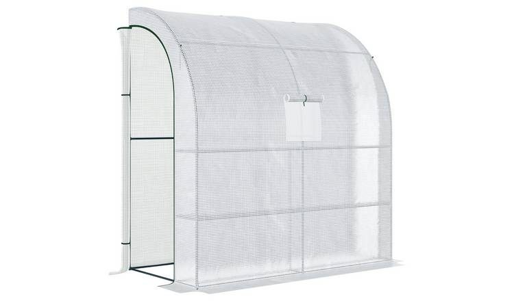 Outsunny 4 Shelf Polyethylene Lean-to Greenhouse – White