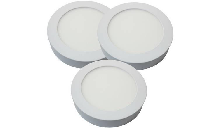 Loops Direct Set of 3 Die-Cast 12W LED Bulkhead Ceiling Light - Warm White