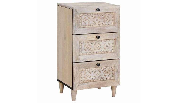 Walplus Solid Wood Sideboard with Drawers - White - 33.5 x 40 x 75 cm