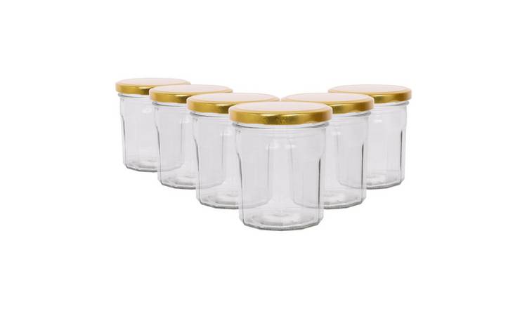 Argon Tableware Glass Jam Jars with Lids - Pack of 6