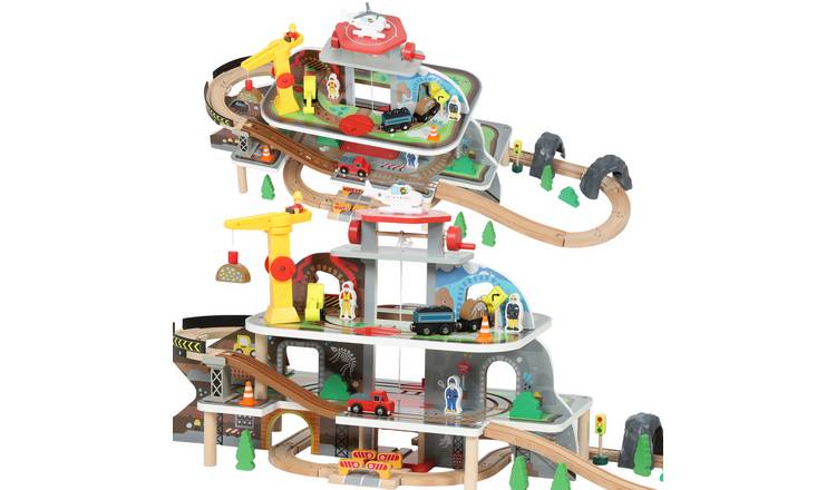 AIYAPLAY 79 Piece Mine Themed Magnetic Crane Helicopter Kids Train Set