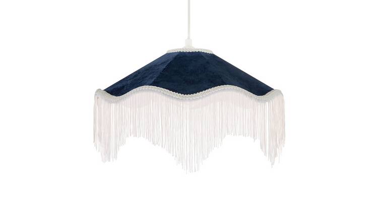 Happy Homewares Midnight Blue Ornate Victorian Shape Pendant Shade - 41cm