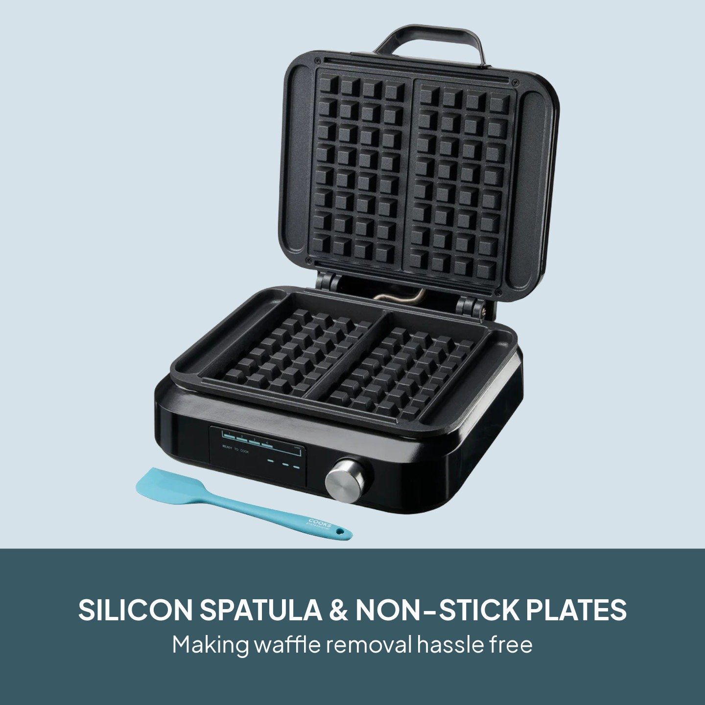 Cooks Professional Digital Waffle Maker with Non-Stick Plates & Spatula - Image 3