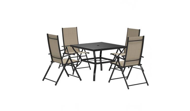 Outsunny Steel Garden Dining Set - Khaki