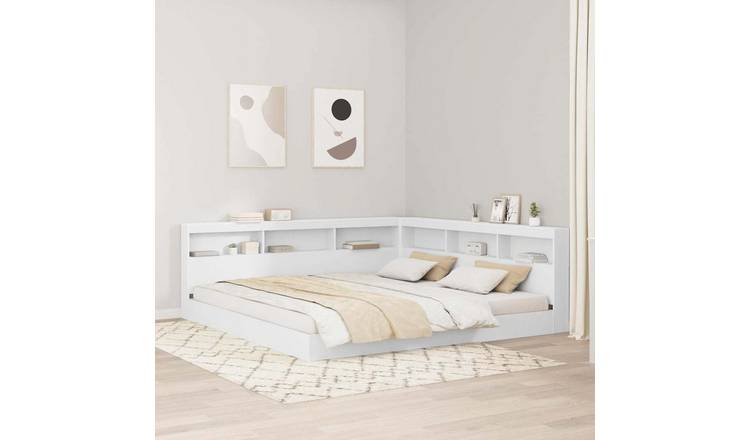 Walplus Engineered Wood Storage Headboard - White - 217.5 x 197.5 x 76.5 cm