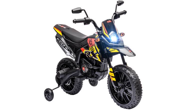 AIYAPLAY Aprilia 12V Training Wheels LED Music Kids Electric Motorbike - Yellow