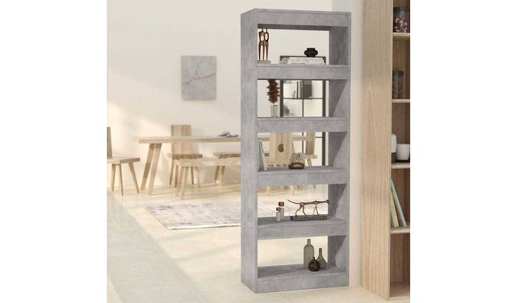 Walplus Engineered Wood Book Cabinet - Stone Grey - 60 x 30 x 166 cm