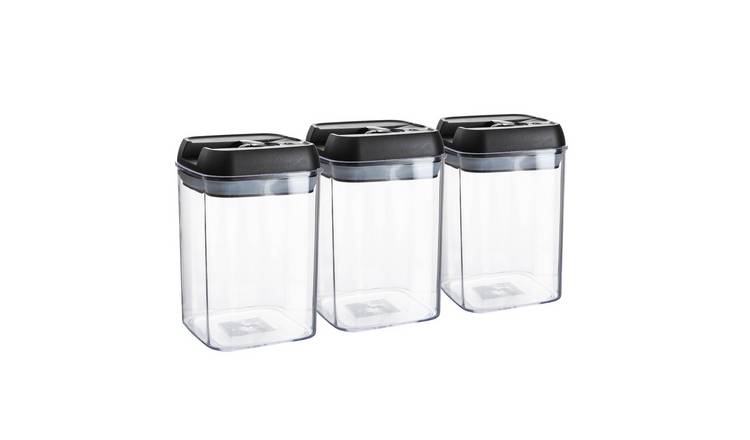 Argon Tableware Plastic Food Storage Containers- Black - Set of 3
