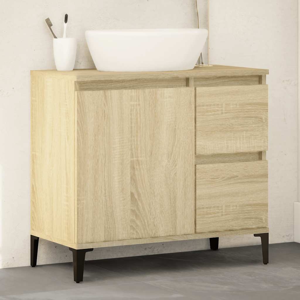Walplus Engineered Wood Bathroom Cabinet - Sonoma Oak - 65 x 33 x 60 cm - Image 1