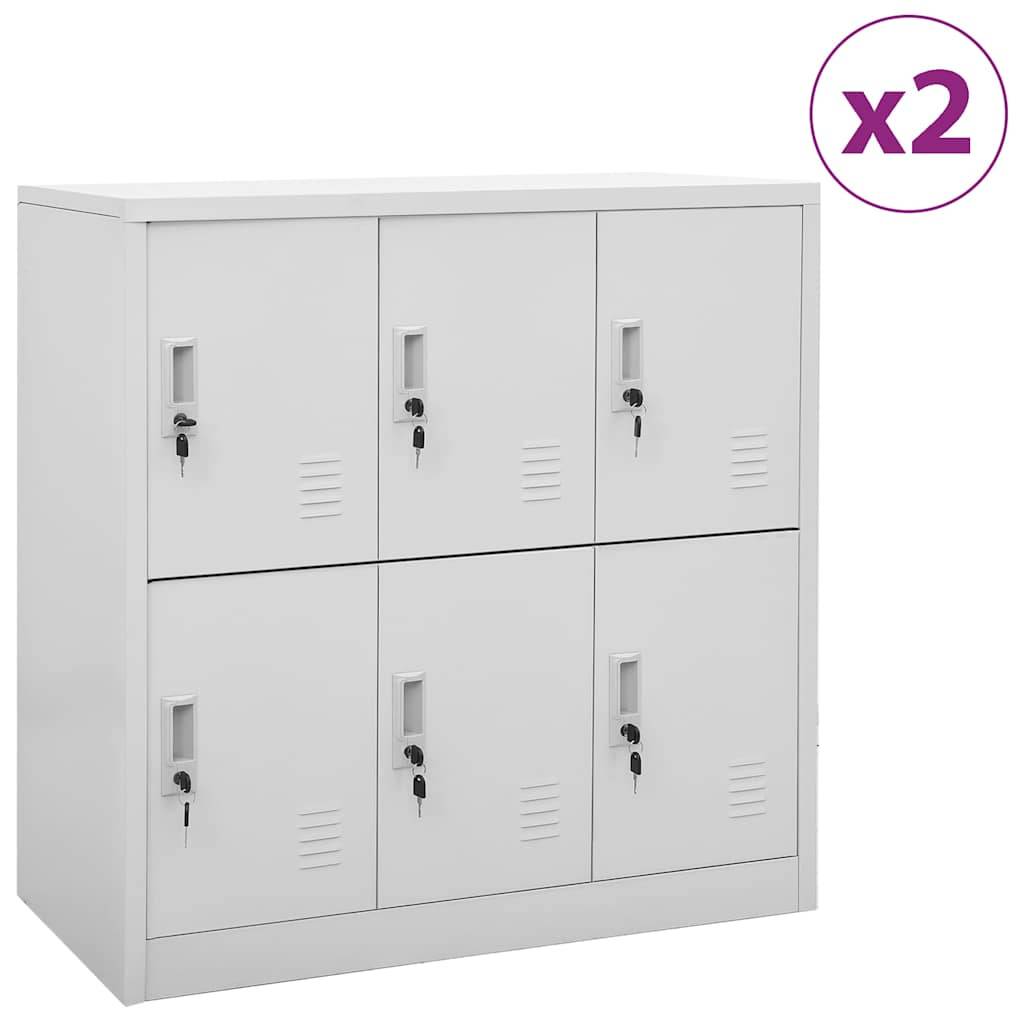 Walplus Steel 6 Lockers Locker Cabinet - Light Grey - 90 x 45 x 92.5 cm - Image 1