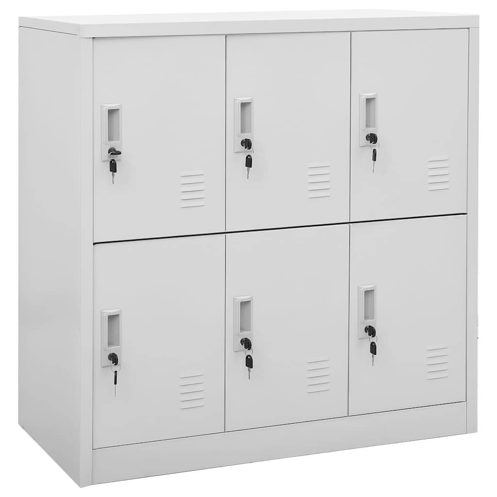 Walplus Steel 6 Lockers Locker Cabinet - Light Grey - 90 x 45 x 92.5 cm - Image 2