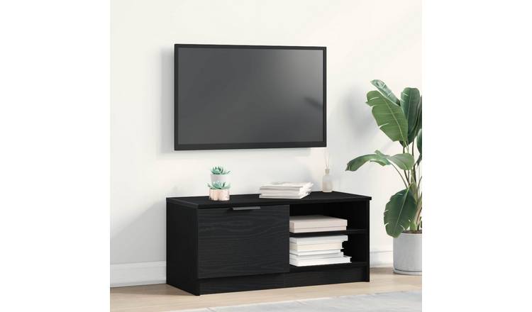 Walplus Engineered Wood 1 Door TV Cabinet - Black Oak - 80 x 35 x 36.5 cm