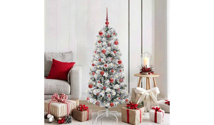 Walplus PVC Hinged Red Ornaments Christmas Tree - Green and White - 150 cm