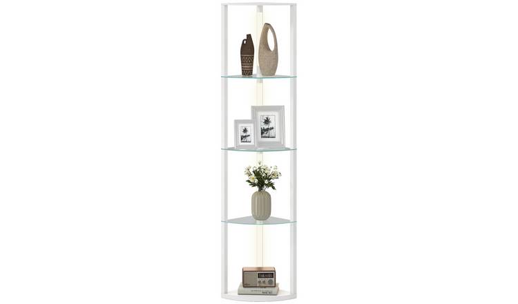 HOMCOM LED Shelf Floor Lamp MDF And Frosted Glass - White