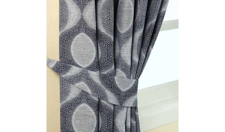 Homescapes Pack of 2 Modern Curve Jacquard Curtain Tie Backs – Blue