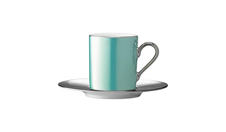 LSA International Palazzo 100ml Porcelain Coffee Cup and Saucer - Green