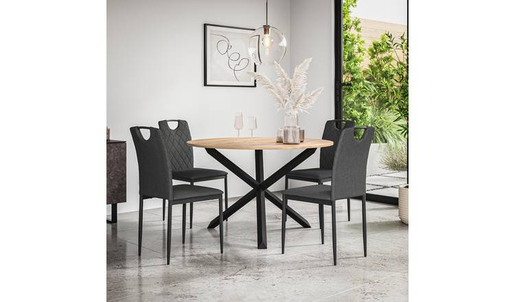 Furniture Online Malvern Monza Oak Table Dining Table & 4 Charcoal Chairs