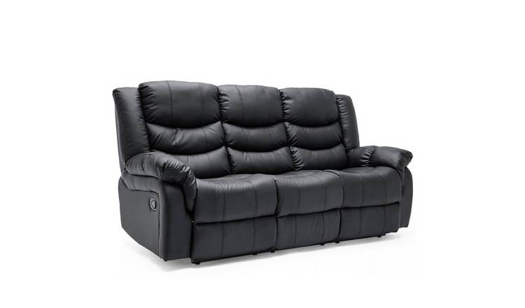 Furniture Online Seattle Manual Recliner 3 Seater Leather Sofa – Black