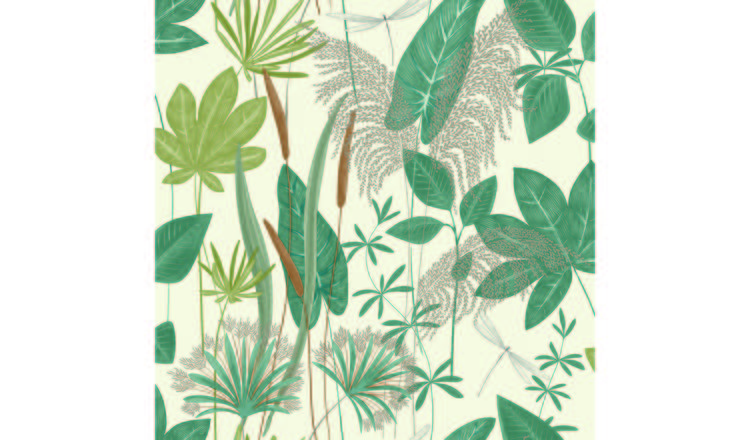 Grandeco Foliage Sprigs Loma Textured Wallpaper - Green