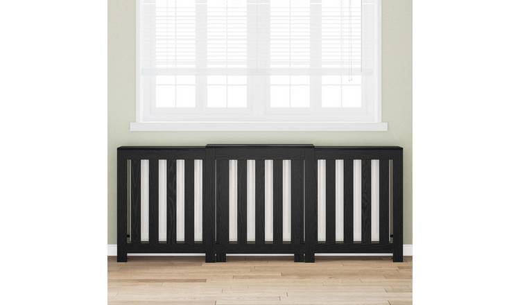 Walplus Vertical Slats Radiator Cover - Black Oak - 205 x 21.5 x 83.5 cm