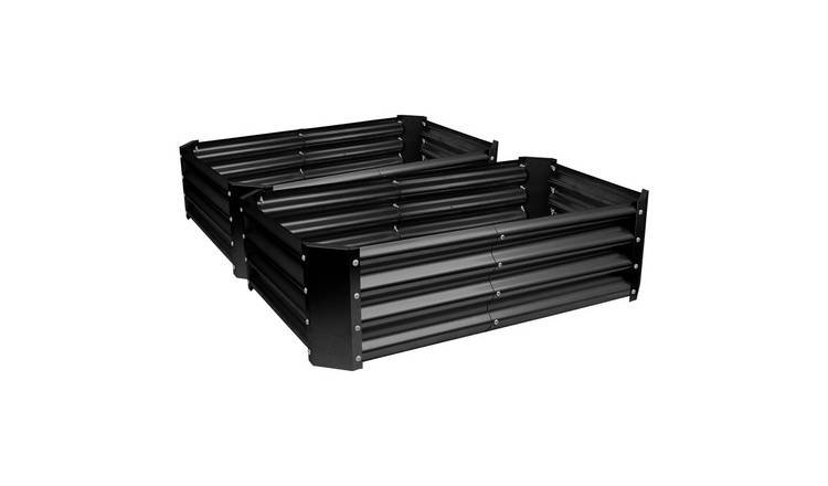Harbour Housewares Rectangle Raised Garden Beds 120cm x 60cm Anthracite Set of 2