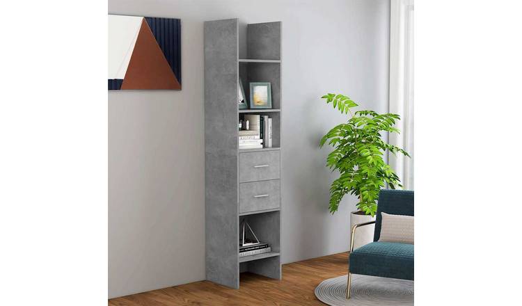 Walplus Engineered Wood Book Cabinet - Stone Grey - 40 x 35 x 180 cm