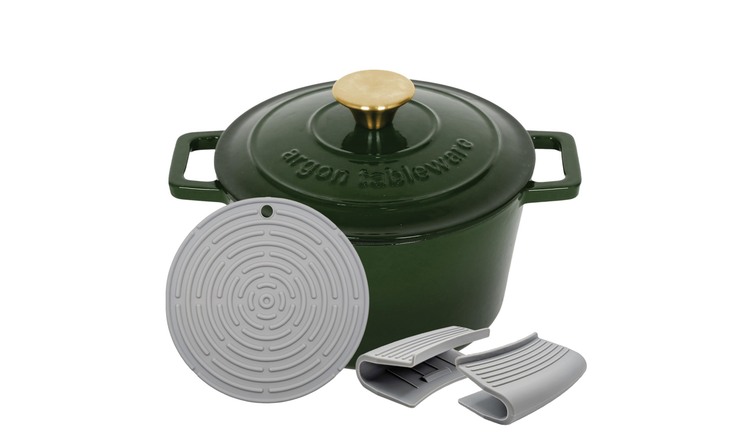 Argon Tableware Round Cast Iron Casserole Dish - Green