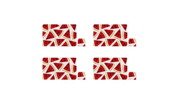 Orsina Set Of 4 Watermelon Placemats And Coasters - Assorted