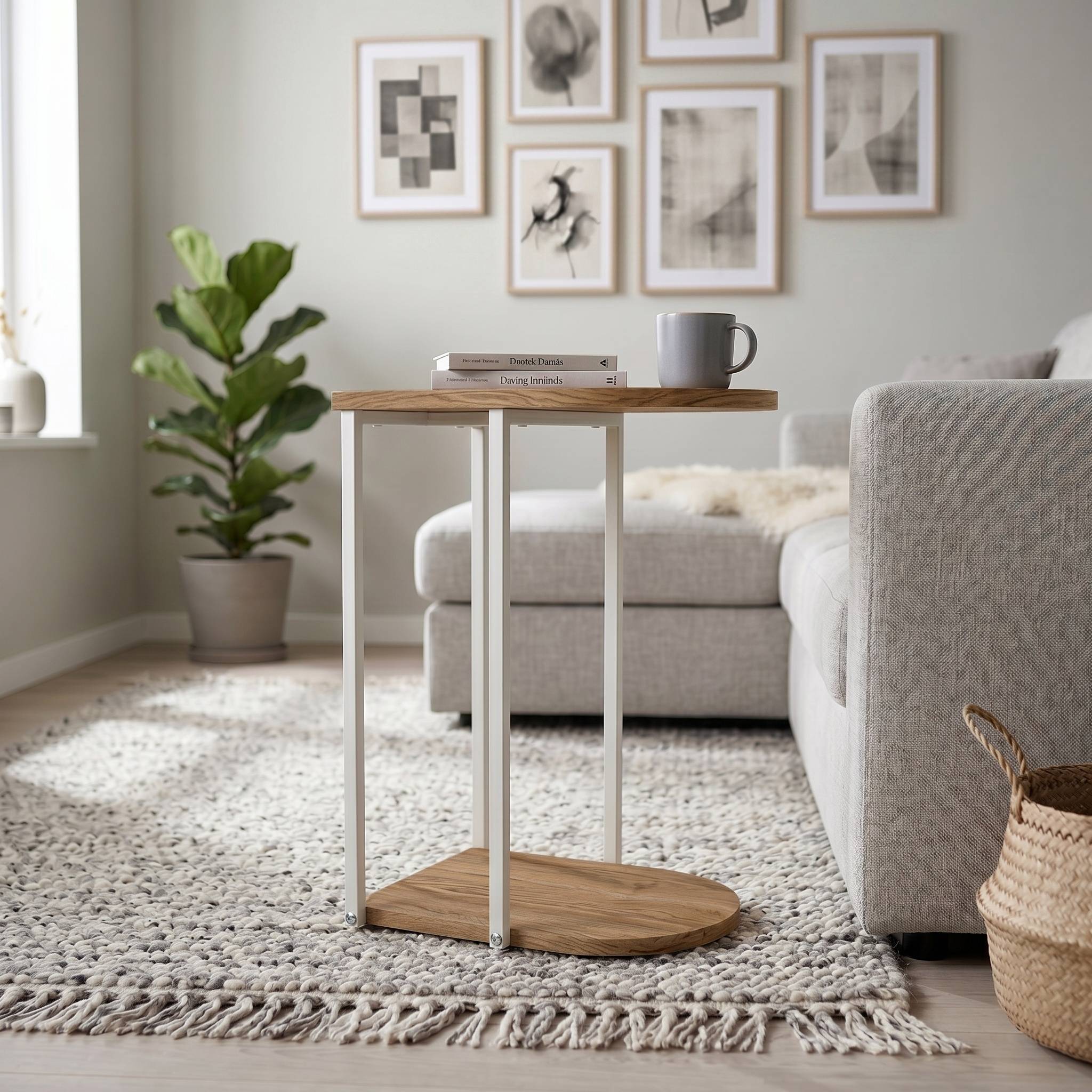Decortie Roya Open Shelf Side Table - Oak Effect - Image 1