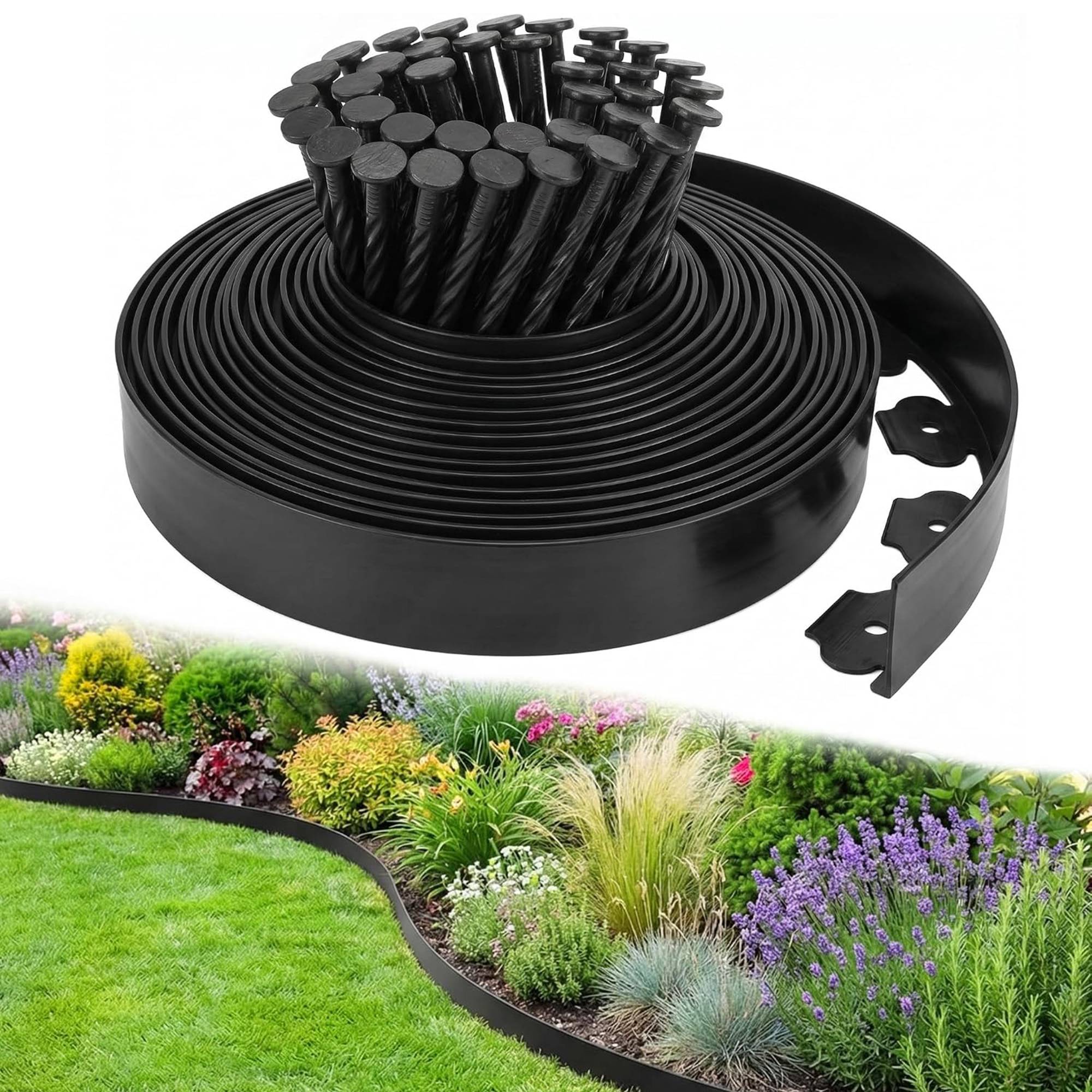 Greenera 10m Flexible Plastic Garden Edging Border - Image 1