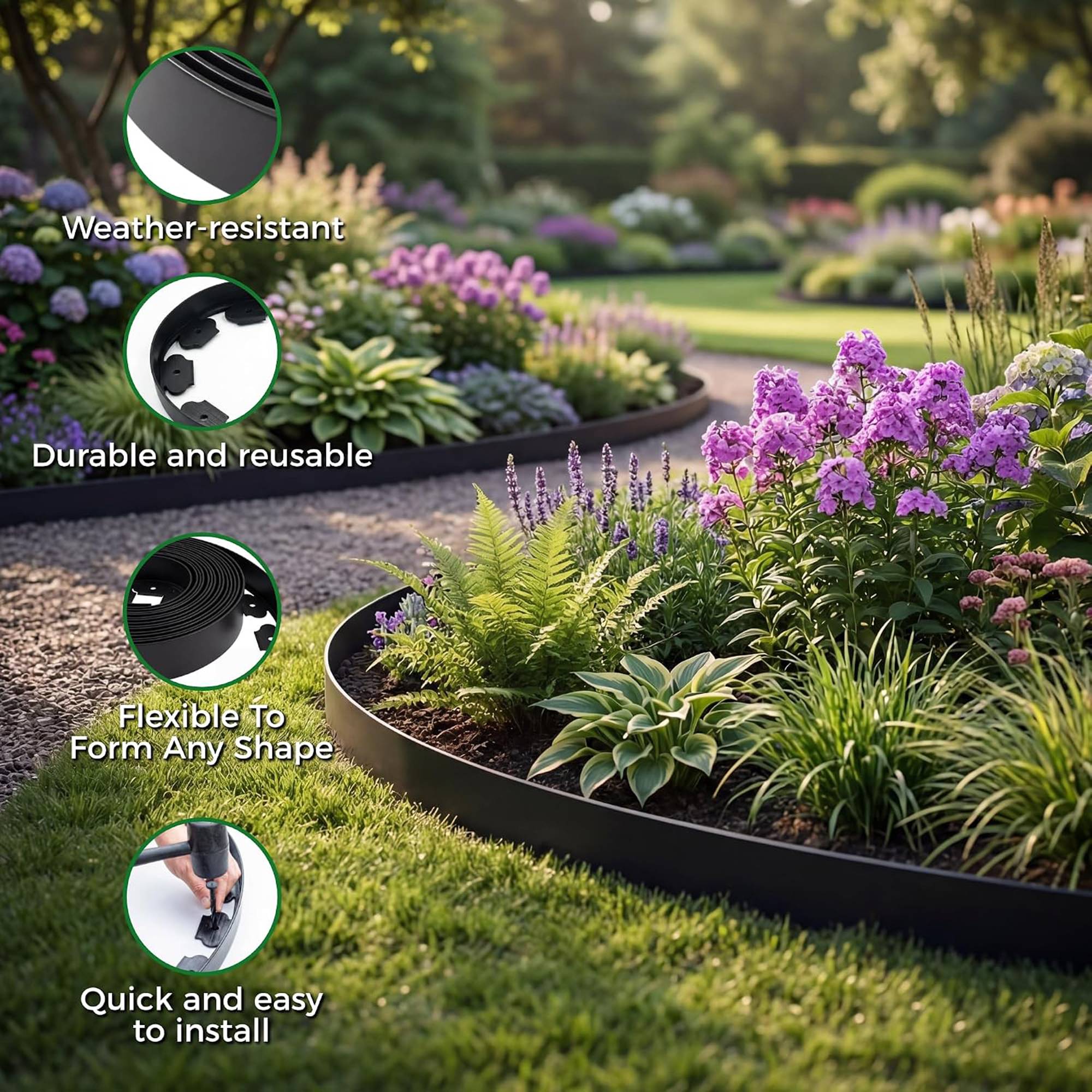 Greenera 10m Flexible Plastic Garden Edging Border - Image 4