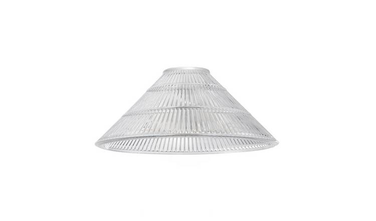 Happy Homewares Transparent Ridged Glass Easy Fit in Cone Pendant Shade - 25cm