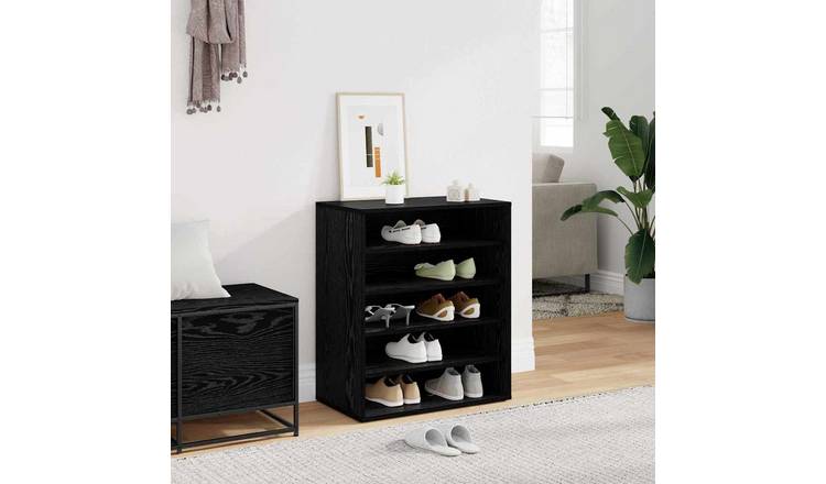 Walplus 5-Shelf Engineered Wood Shoe Cabinet - Black Oak - 60 x 35 x 70 cm