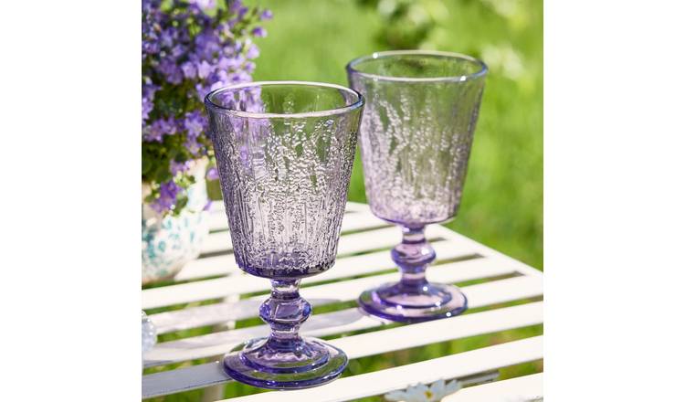 Dibor Set of 4 Lavender 300ml Glass Wine Glasses - Purple