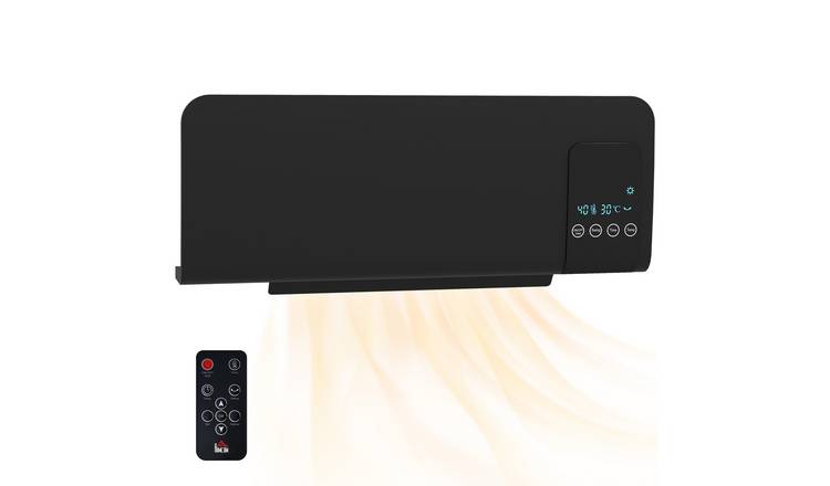HOMCOM Wall Mounted Ceramic Space Heater with Remote Control - Black