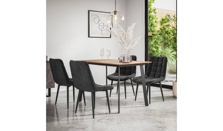 Furniture Online Haydon Nova Oak Effect Dining Table & 4 Black Chairs