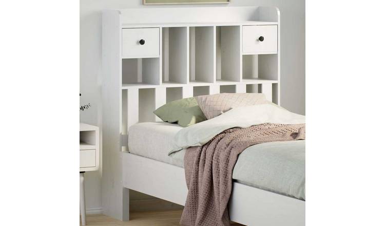 Walplus Pine Wood Headboard with Storage - White - 81 x 23 x 110 cm