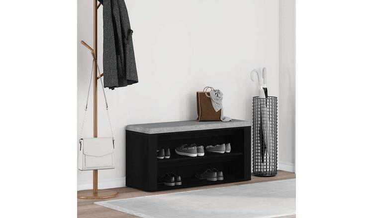 Walplus Engineered Wood Shoe Bench - Black Oak - 100 x 35 x 45 cm