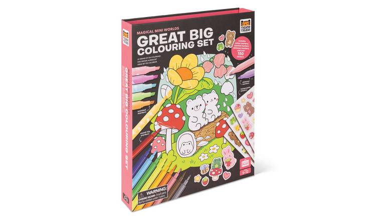 Tiger Tribe Great Big Colouring Set - Magical Mini Worlds 5 Years +