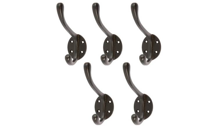 Hammer & Tongs Hat & Coat Hook - Black - Pack of 5