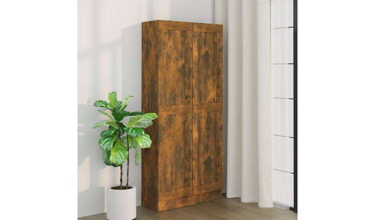 Walplus Engineered Wood Book Cabinet - Dark Oak - 82.5 x 30.5 x 185.5 cm