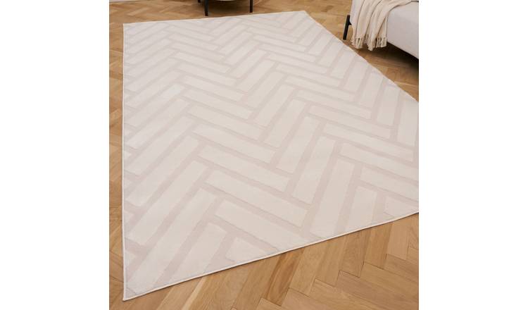 The Rugs Cream Loft Herringbone Rug - 160 x 230cm