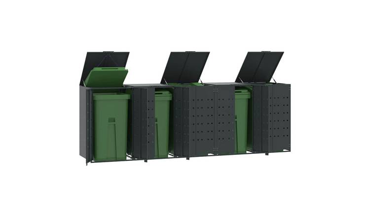 Walplus Steel Wheelie Bin Store - Anthracite - 345 x 79 x 117 cm