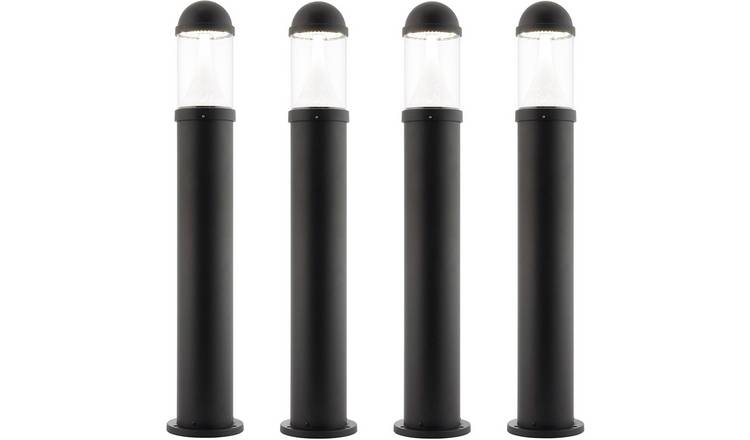 Loops Direct Pack of 4 18.1cm Die Cast Aluminium LED Bollard - Textured Black