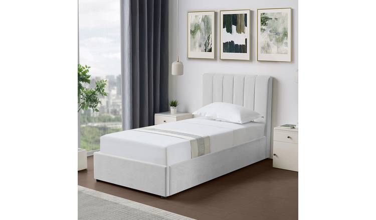 Artemis Home Evelynne Fabric 90cm Single Ottoman Bed with Storage - Light Grey