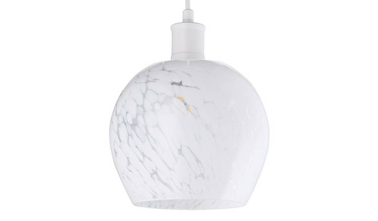 Happy Homewares Teardrop Opal White Snowflake Glass Pendant Shade - 20cm