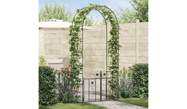 Walplus Garden Arch with Lock - Black - 102 x 50 x 218 cm