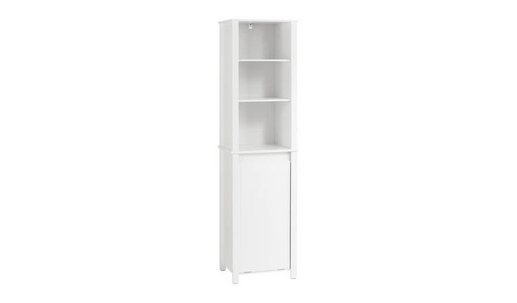SoBuy 2 Shelf Bathroom Storage Laundry Basket Tall Cabinet - White